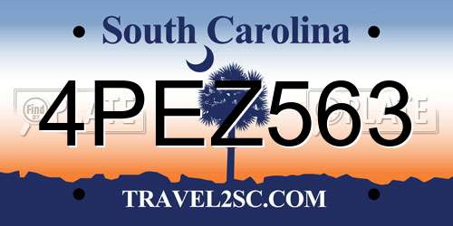 4PEZ563 South Carolina License Plate