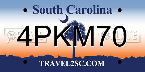 4PKM70 South Carolina License Plate