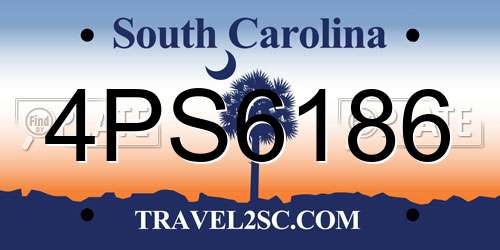 4PS6186 South Carolina License Plate
