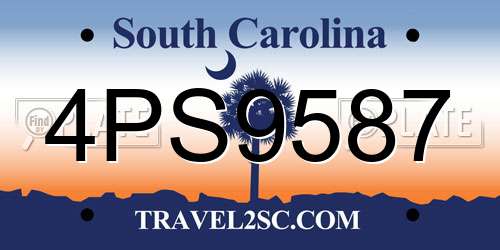 4PS9587 South Carolina License Plate