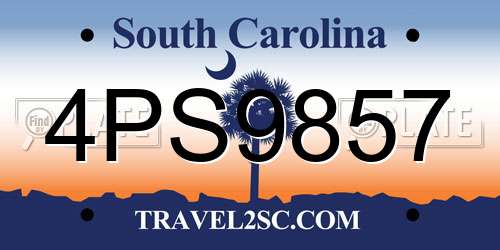 4PS9857 South Carolina License Plate