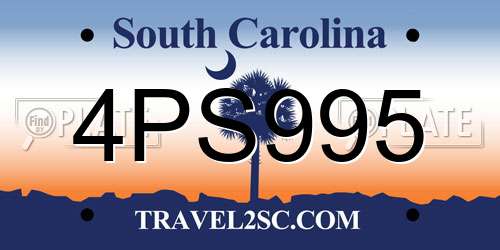 4PS995 South Carolina License Plate