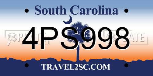 4PS998 South Carolina License Plate