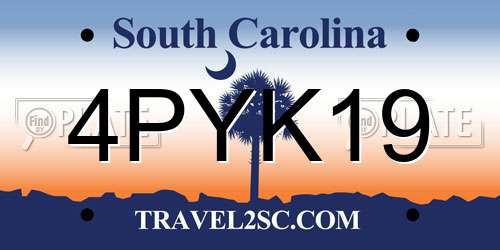 4PYK19 South Carolina License Plate