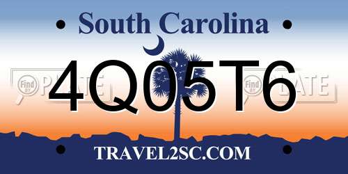 4Q05T6 South Carolina License Plate