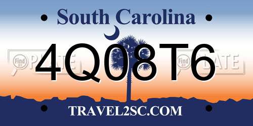4Q08T6 South Carolina License Plate