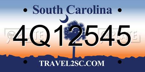 4Q12545 South Carolina License Plate
