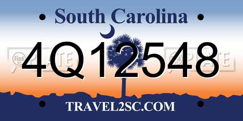 4Q12548 South Carolina License Plate