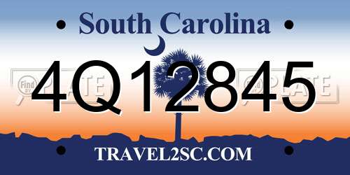 4Q12845 South Carolina License Plate
