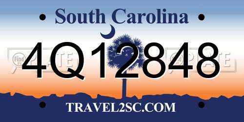 4Q12848 South Carolina License Plate