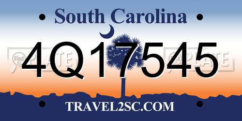 4Q17545 South Carolina License Plate