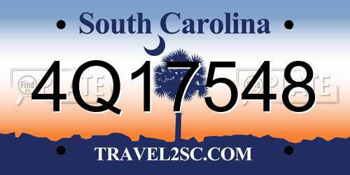 4Q17548 South Carolina License Plate