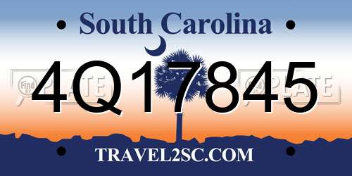 4Q17845 South Carolina License Plate