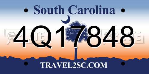 4Q17848 South Carolina License Plate