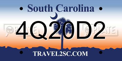 4Q20D2 South Carolina License Plate