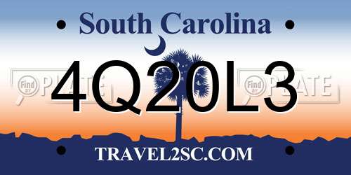 4Q20L3 South Carolina License Plate
