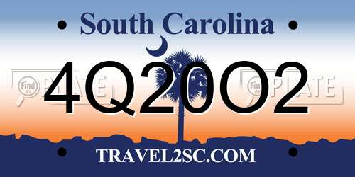 4Q20O2 South Carolina License Plate