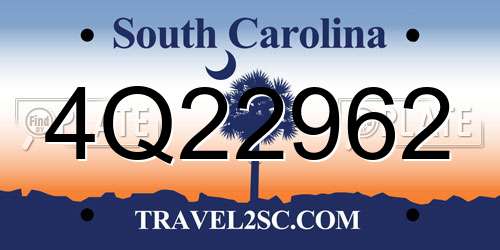 4Q22962 South Carolina License Plate