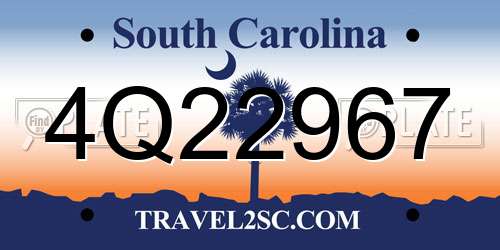 4Q22967 South Carolina License Plate