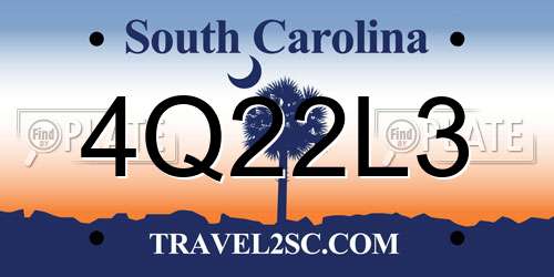 4Q22L3 South Carolina License Plate
