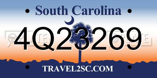 4Q23269 South Carolina License Plate
