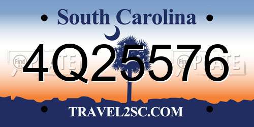 4Q25576 South Carolina License Plate