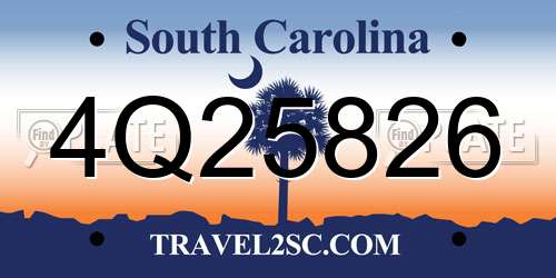 4Q25826 South Carolina License Plate
