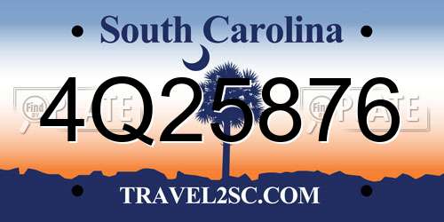 4Q25876 South Carolina License Plate