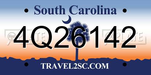 4Q26142 South Carolina License Plate