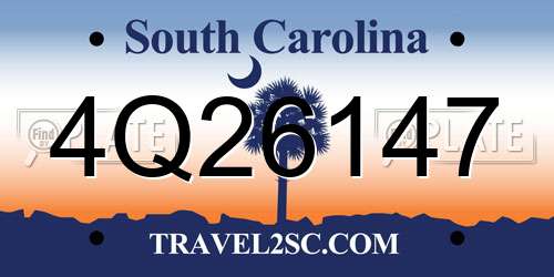 4Q26147 South Carolina License Plate