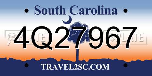 4Q27967 South Carolina License Plate