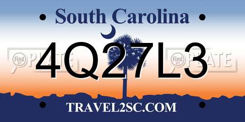 4Q27L3 South Carolina License Plate