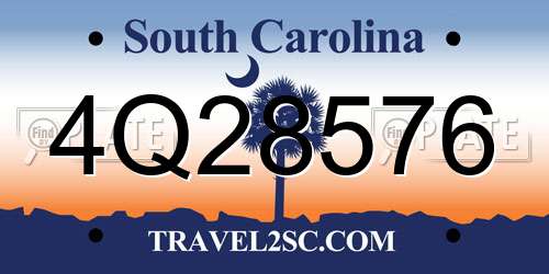 4Q28576 South Carolina License Plate