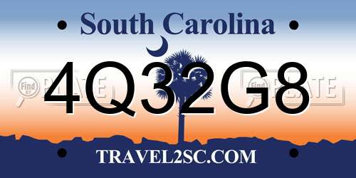 4Q32G8 South Carolina License Plate