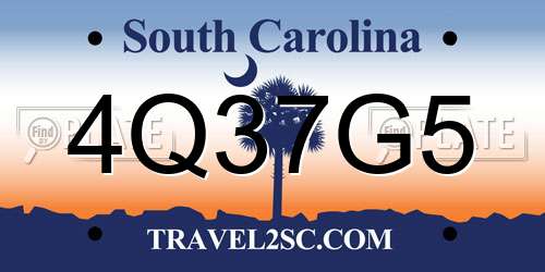 4Q37G5 South Carolina License Plate