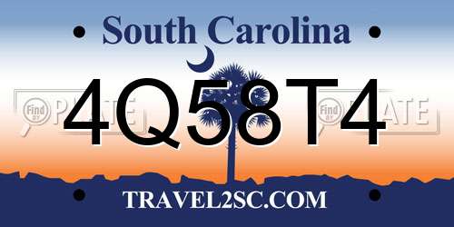 4Q58T4 South Carolina License Plate