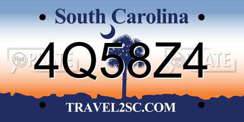 4Q58Z4 South Carolina License Plate