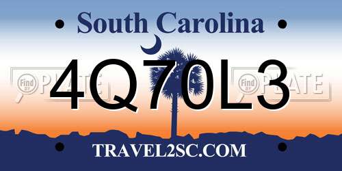 4Q70L3 South Carolina License Plate