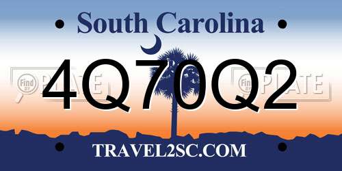 4Q70Q2 South Carolina License Plate