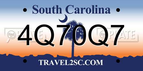 4Q70Q7 South Carolina License Plate