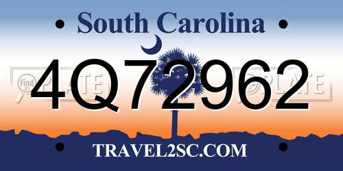 4Q72962 South Carolina License Plate