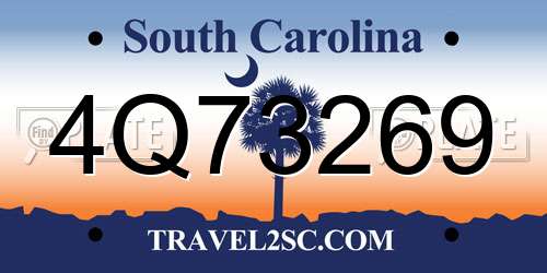 4Q73269 South Carolina License Plate