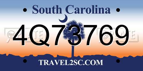 4Q73769 South Carolina License Plate