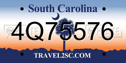 4Q75576 South Carolina License Plate