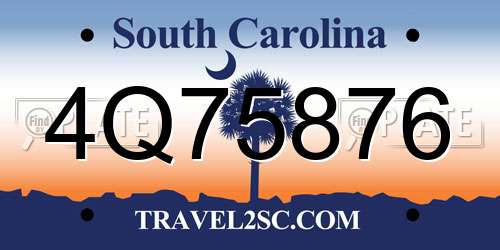 4Q75876 South Carolina License Plate