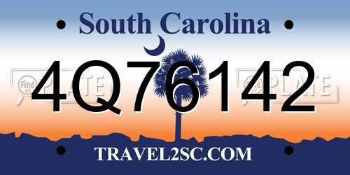 4Q76142 South Carolina License Plate