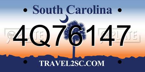 4Q76147 South Carolina License Plate