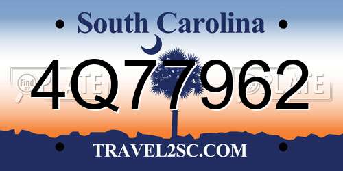 4Q77962 South Carolina License Plate