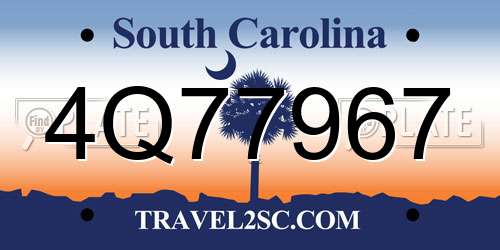 4Q77967 South Carolina License Plate