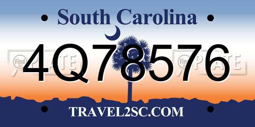 4Q78576 South Carolina License Plate